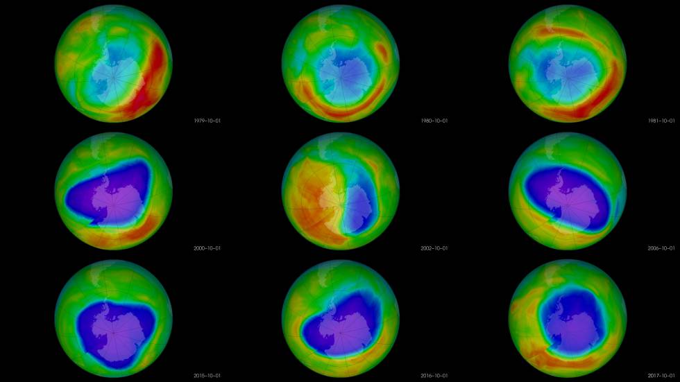 capa de ozono antes y después